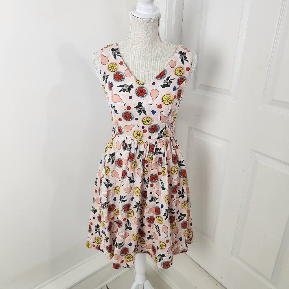 Tulip B Dress Womens S Pink Modern Vintage Retro Peach Cherry Fruit Citrus